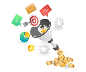 Obraz premium Flat isometric illustration concept. that comes out of the filter