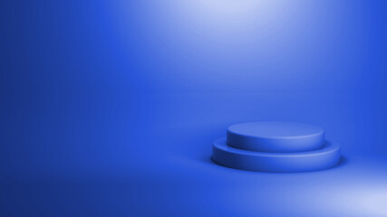 3D Illustration. Podium for product promotion on a blue background.