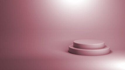 3D Illustration. Podium for product promotion on a pink background.