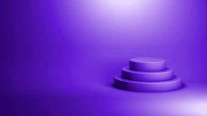 3D Illustration for product promotion. A beautiful podium on a purple background.