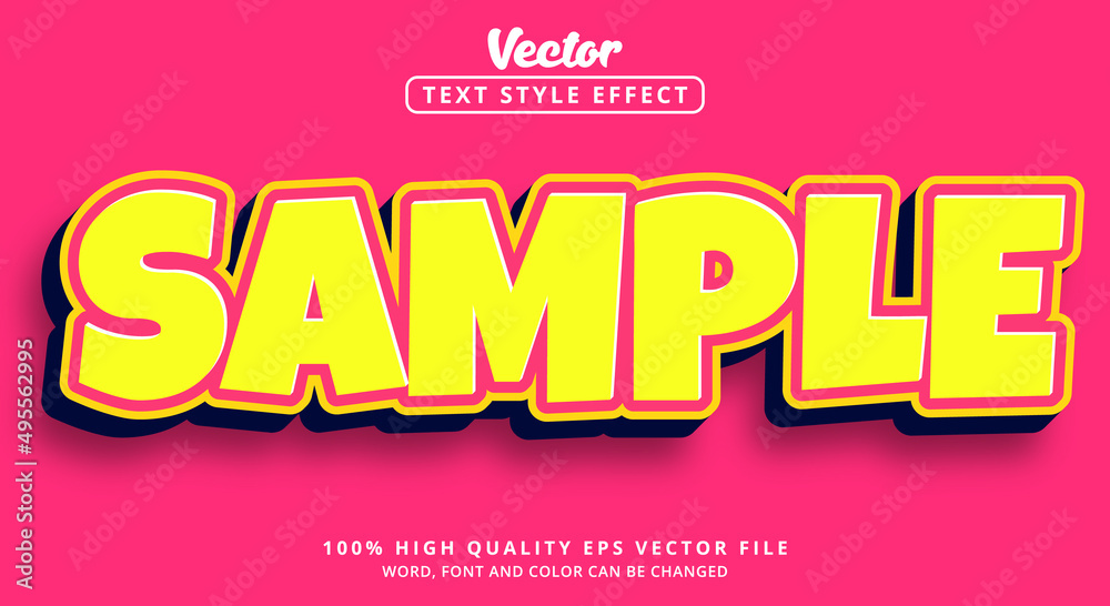 Poster sample text in color combination style and text happy, editable text effect