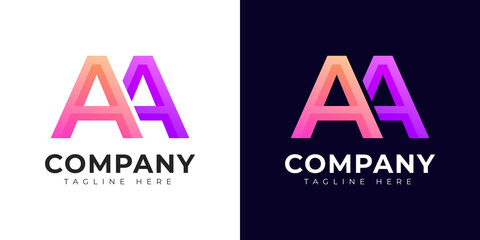 Monogram a and aa initial letter logo design. Modern letter a and aa colorful vector logo template.