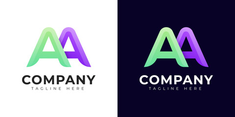Monogram a and aa initial letter logo design. Modern letter a and aa colorful vector logo template.