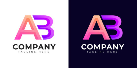 Monogram a ab and ba initial letter logo design. Modern letter ab and ba colorful vector logo template.