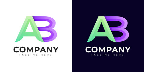 Monogram a ab and ba initial letter logo design. Modern letter ab and ba colorful vector logo template.