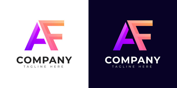Monogram a af and fa initial letter logo design. Modern letter af and fa colorful vector logo template.