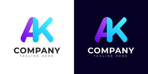 Monogram a ak and ka initial letter logo design. Modern letter akand ka colorful vector logo template.