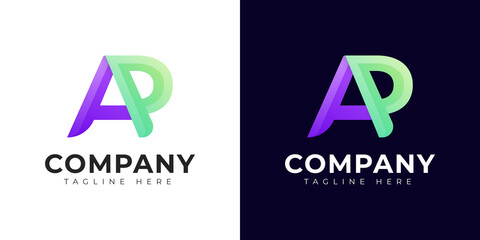 Monogram a ap and pa initial letter logo design. Modern letter ap and pa colorful vector logo template.