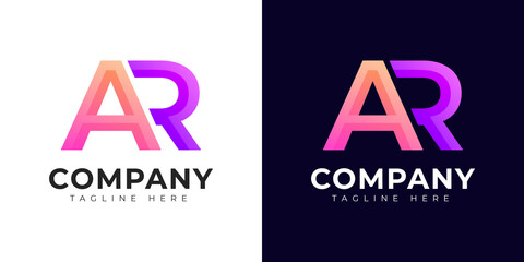 Monogram a ar and ra initial letter logo design. Modern letter ar and ra colorful vector logo template.