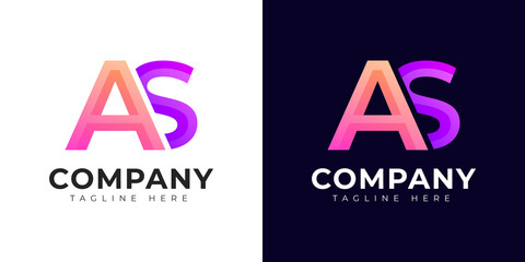 Monogram a as and sa initial letter logo design. Modern letter as and sa colorful vector logo template. - obrazy, fototapety, plakaty
