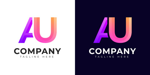 Monogram a au and ua initial letter logo design. Modern letter au and ua colorful vector logo template.