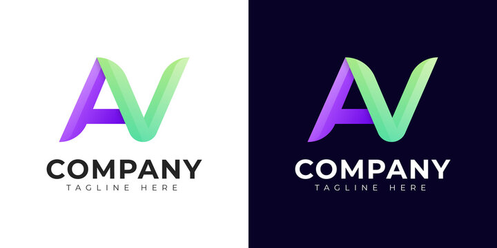 Monogram a av and va initial letter logo design. Modern letter av and va colorful vector logo template.