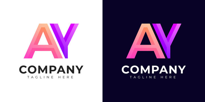 Monogram a ay and ya initial letter logo design. Modern letter ay and ya colorful vector logo template.