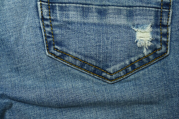 stitch on blue jeans textile