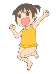 ジャンプする水着の女の子のイラスト