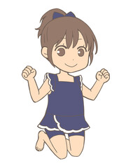 ジャンプする水着の女の子のイラスト