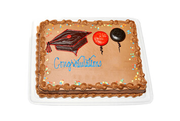 Chocolate graduation cake with decorations