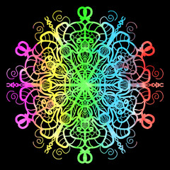 mandala colorful on black background