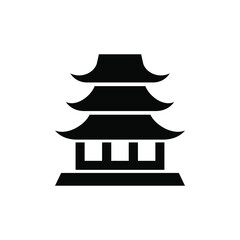 Fototapeta na wymiar Chinese historical building flat silhouette black color illustration vector.Chinese Worship place icon