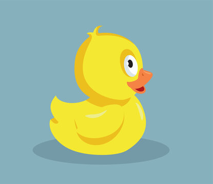 Little Plastic Duck Bath Toy Vector Character Illustration