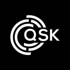 QSK letter logo design. QSK monogram initials letter logo concept. QSK letter design in black background.