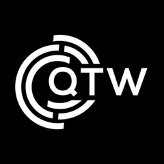 QTW letter logo design. QTW monogram initials letter logo concept. QTW letter design in black background.