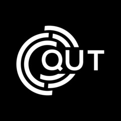 QUT letter logo design. QUT monogram initials letter logo concept. QUT letter design in black background.