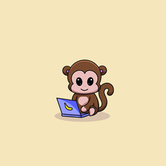 cute monkey cartoon vector