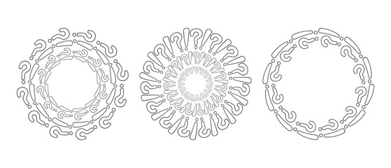 Round frame made of question marks and exclamation marks. Vector illustration.