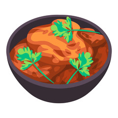 Quwarmah al dajaj traditional curry from arab middle east food cuisine drawing cartoon illustration