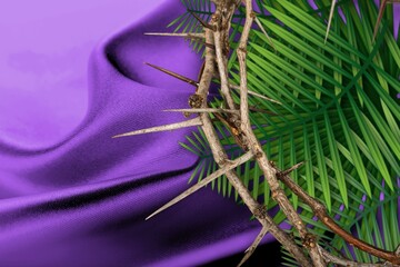Wooden wreath of jesus with palm leaf