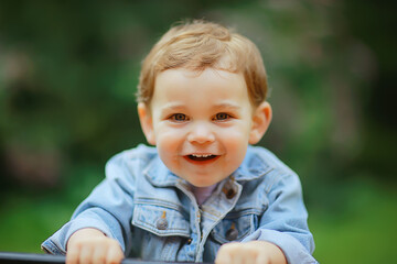 spring happy boy for a walk, nature summer happiness