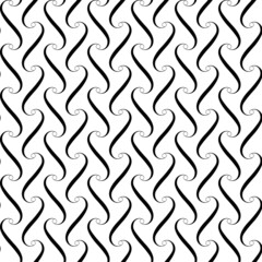 black and white repetitive background with curves and circles. modern stylish texture. vector seamless pattern. fabric swatch. wrapping paper. continuous print. design template for home decor, textile