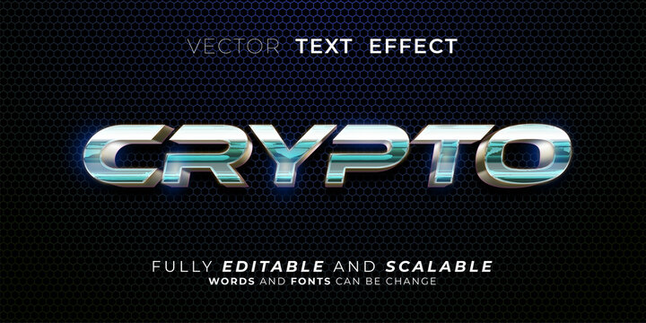 Editable Text Effect Crypto Glossy Text Style Concept