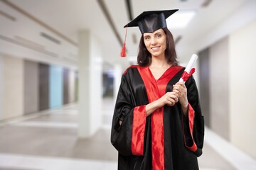 Woman graduate student with diploma