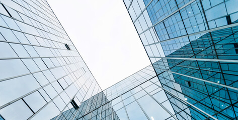 Fototapeta na wymiar Low angle view of modern office building exterior