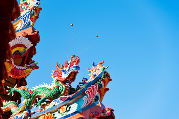 Chinese dragon statue on the temple roof