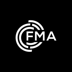 FMA letter logo design on Black background. FMA creative initials letter logo concept. FMA letter design. 