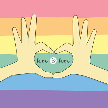 Illustration of LGBT. Love is love. Pride month celebration against violence, descrimination, human rights violation.