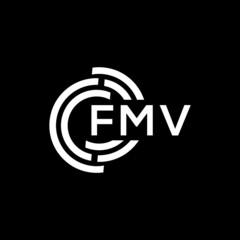 FMV letter logo design on Black background. FMV creative initials letter logo concept. FMV letter design. 