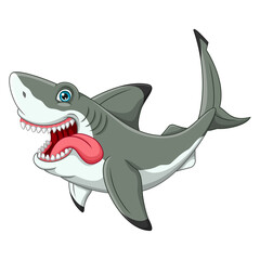 Cartoon shark isolated on white background