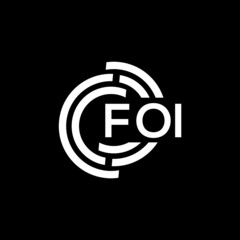 Obraz premium FOI letter logo design on Black background. FOI creative initials letter logo concept. FOI letter design. 