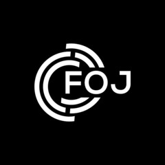 Obraz premium FOJ letter logo design on Black background. FOJ creative initials letter logo concept. FOJ letter design. 