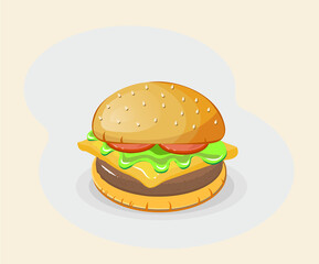 hamburger, bun with sesame seeds