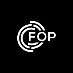 Obraz premium FOP letter logo design on Black background. FOP creative initials letter logo concept. FOP letter design. 