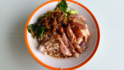 Thai food Stewed pork leg on rice