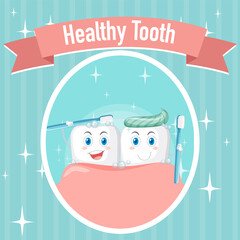 Dental healthy teeth brushing itself poster