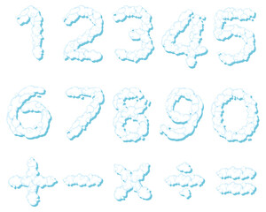 Number 0 to 9 with math symbols