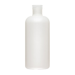 Cosmetic bottles with lid isolated on white background. Bottle with hand sanitizer. Antimicrobial liquid gel. Hand hygiene. Shampoo bottle. Medicine bottle. Liquid soap.