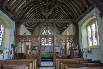 Fototapeta na wymiar Interior of the historic church of Saint Mary, Hartley Wespall, Hampshire
